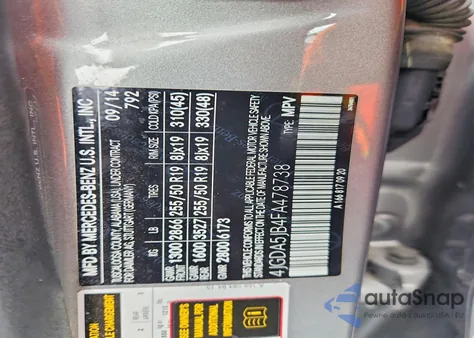 2015 Mercedes-Benz Ml 350 z USA, uszkodzony, nr VIN 4JGDA5JB4FA478738